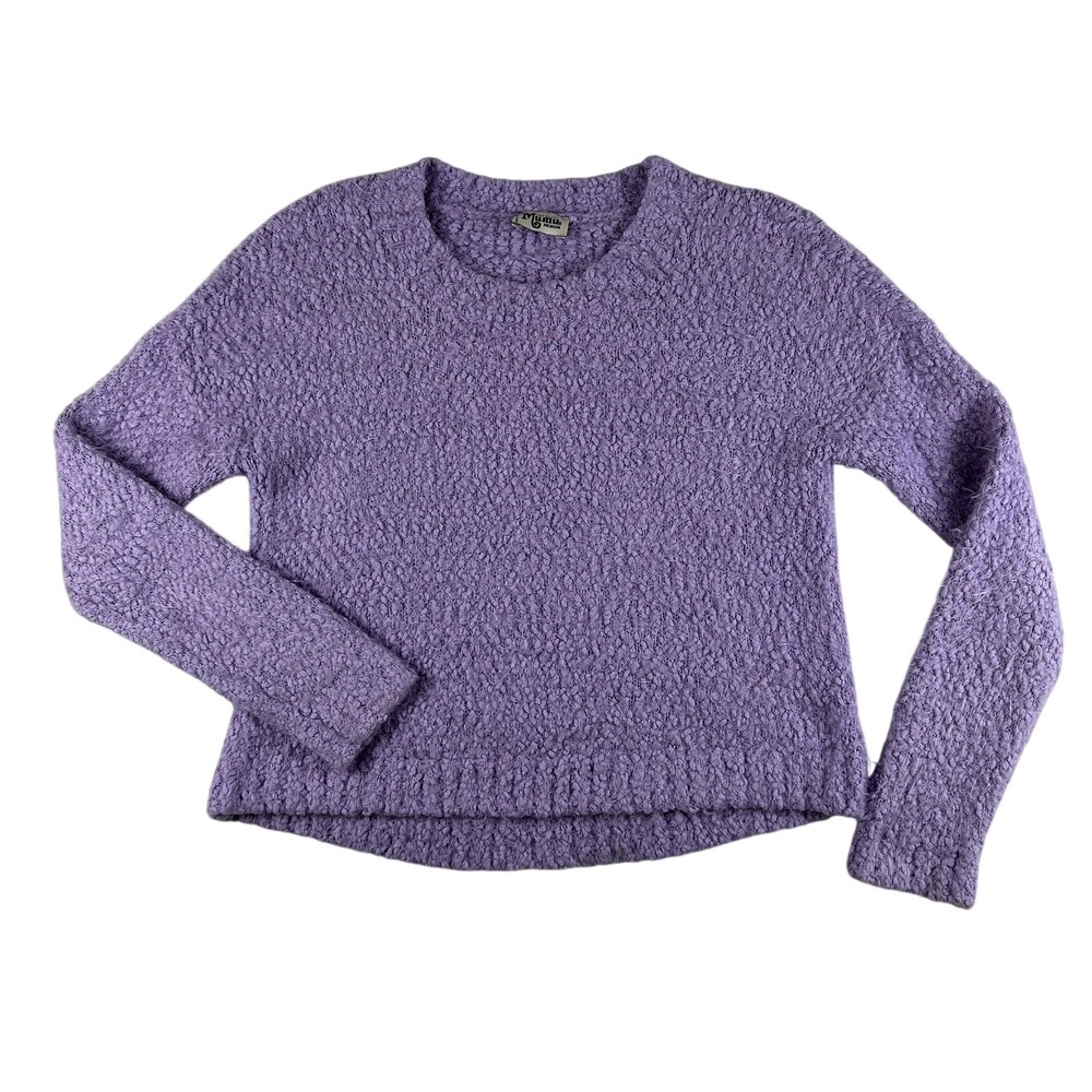 Show Me Your Mumu Sweater Womens Medium Lilac Soft Knubby Knit Cropped Varsity